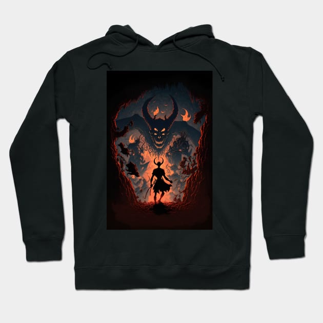 Anime Demon King approaching his monsters from hell Hoodie by Bubblebug